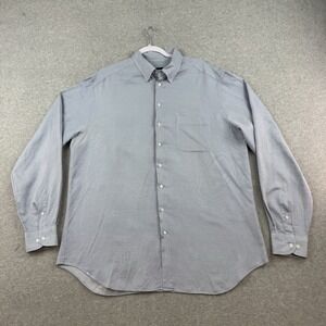 Vintage Giorgio Armani Dress Shirt Men 17.5 44 Blue 90s Made in Italy Blue